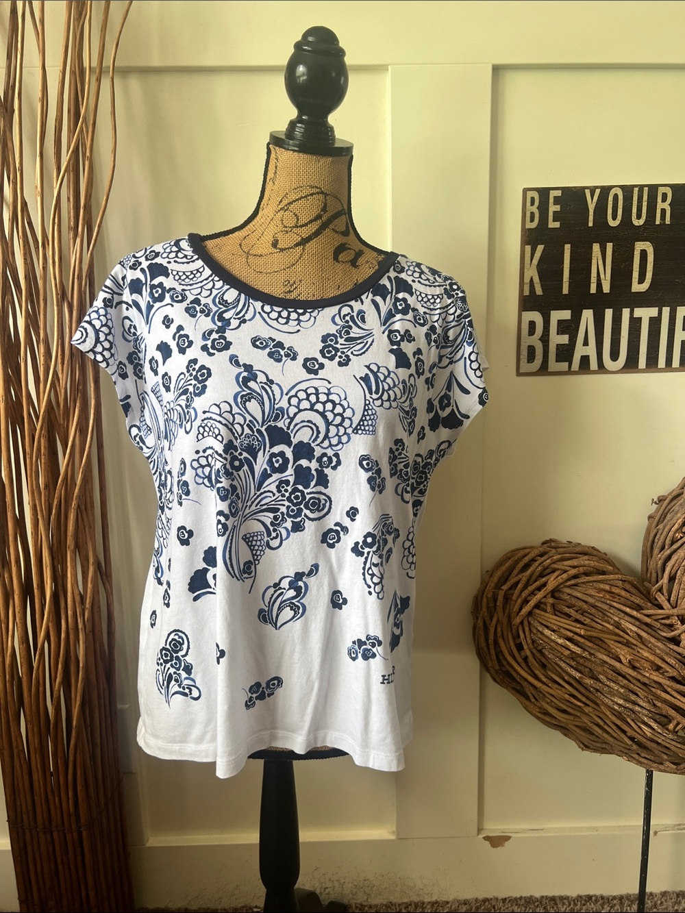 Tommy Hilfiger White Tee with Navy Floral Print